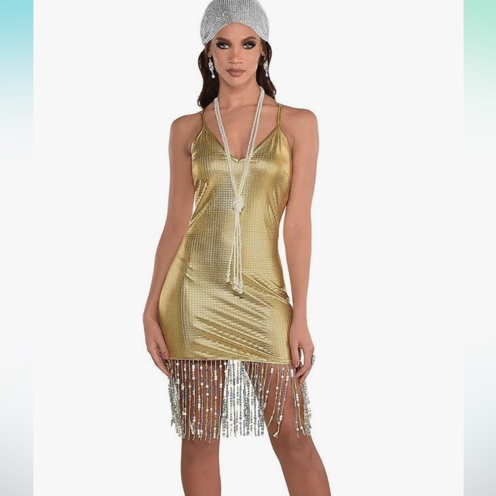 *New*  adult Feisty Flapper Costume size 10-12  includes dress and headband